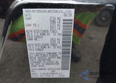 2019 Infiniti Qx60 Luxe from USA, damaged, VIN 5N1DL0MM4KC505140